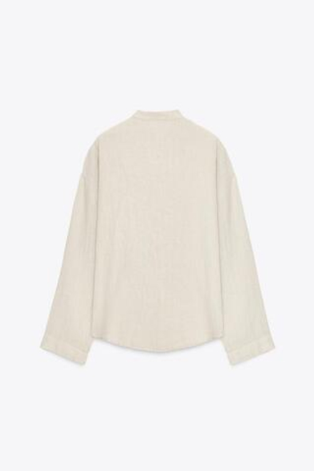 ZARA КУРТКА-РУБАШКА ИЗ 100% ЛЬНА — ZW COLLECTION, СВЕТЛО-БЕЖЕВЫЙ