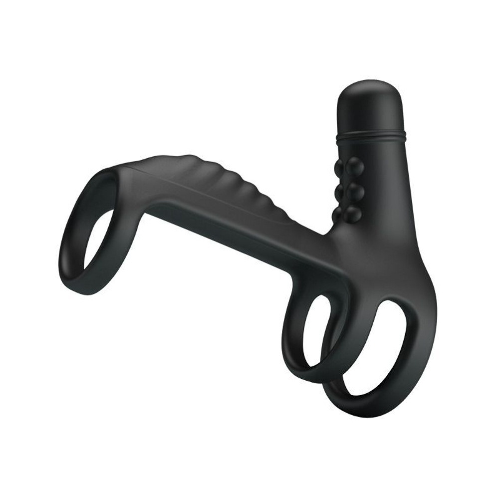 Черная вибронасадка на пенис Vibrating Penis Sling (Цвет: черный)