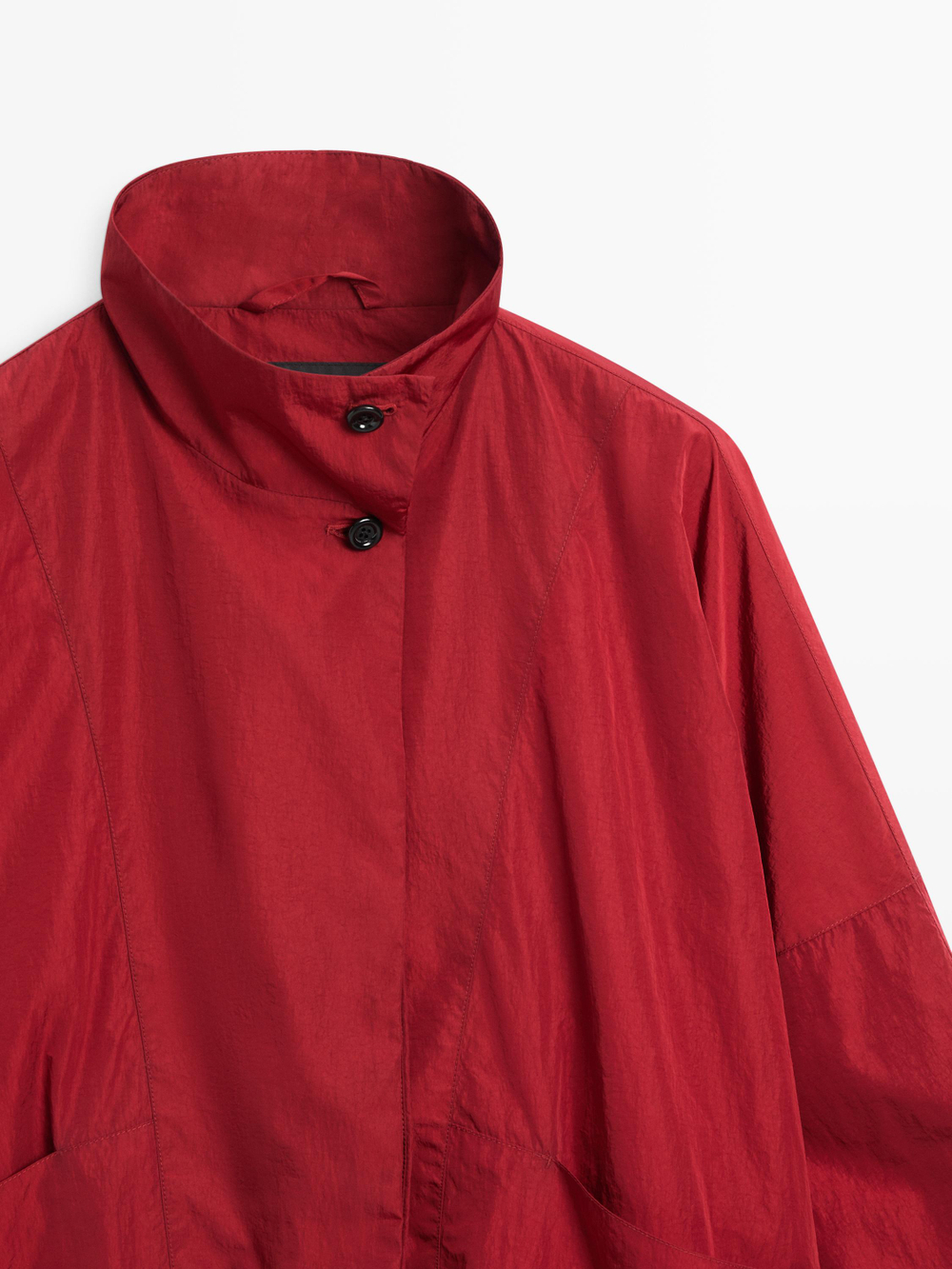 Massimo Dutti Бомбер объемного кроя с высоким воротником, красный