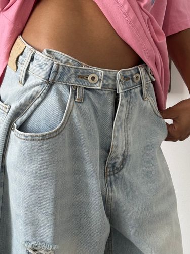 Голубые бермуды-трансформеры из денима