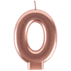 Свечи-цифры "Розовое золото металлик" 8 см (от 0 до 9)