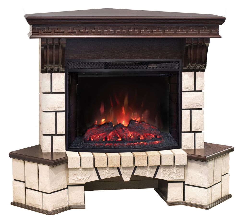 Электрокамин RealFlame Stone Coner AO античный дуб c Evrika 25,5 LED