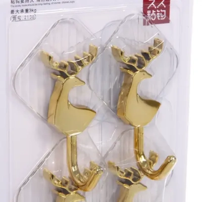 Крючки в наборе 4шт на липком слое «ЛАМИНГТОН», прозрачные, 23*14см/нагрузка 3кг