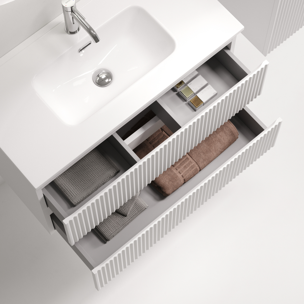 Тумба подвесная SANCOS Snob R 790х390х500, c двумя ящиками оснащенными доводчиками, Bianco, арт.SNR80/39W