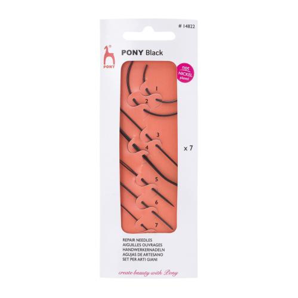 14822 Иглы ручные для шитья и ремонта Repair Kit BLACK, 7шт, PONY