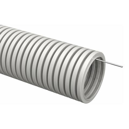 Труба гофрированная ПВХ d63мм с протяжкой сер. (уп.15м) TOKOV ELECTRIC TKE-TG/P-63-C06/15