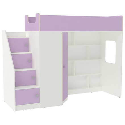 Кровать-чердак КарИВи Л-В602.3 80х190 Белый  Ирис