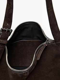 Massimo Dutti Замшевая сумка с плечевым ремнем, коричневый