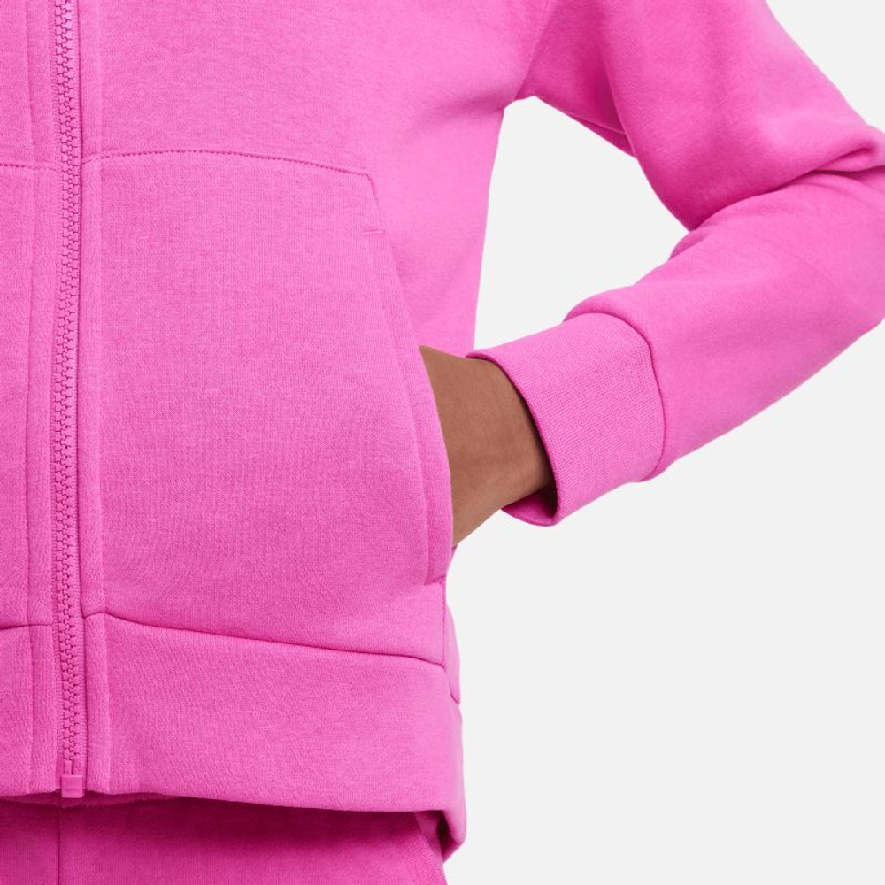 Кофта для девочки теннисная  Nike Sportswear Club Fleece Full Zip Hoodie - active fuchsia/white