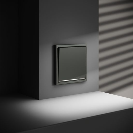 Выключатель встраиваемый VOLTUM S70 одноклавишный с подсветкой 10А, (титан)