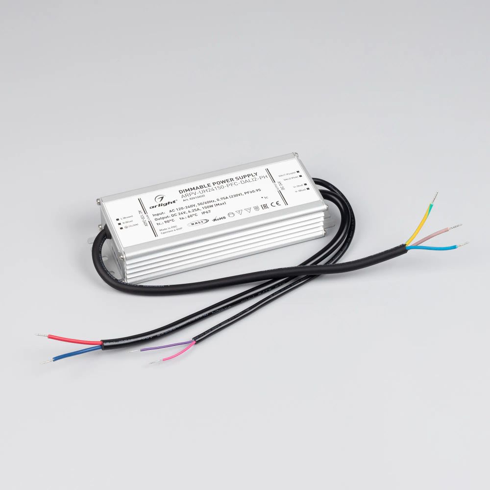Блок питания ARPV-UH24150-PFC-DALI2-PH (24V, 6.3A, 150W) (Arlight, IP67 Металл, 7 лет) 026126(2)