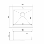 Мойка настол.монтаж 50х50 (3,0) вып 3 1/2  MIXLINE PRO 20см с сифоном (черный графит НАНО декор)