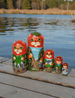 Матрешка "Котик Рыбак Рыжик" 5 мест