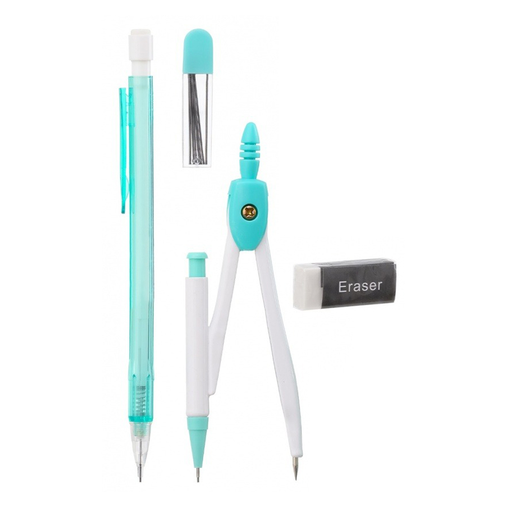 Готовальня Basir 8 предметов в пластиковом футляре, серия "Капибара", циркуль с запасными частями + набор пластиковых линеек