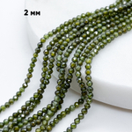 Фианит (кубический цирконий), цвет оливковый, размер 2 мм, цена за нить около 195 шт (38 см)