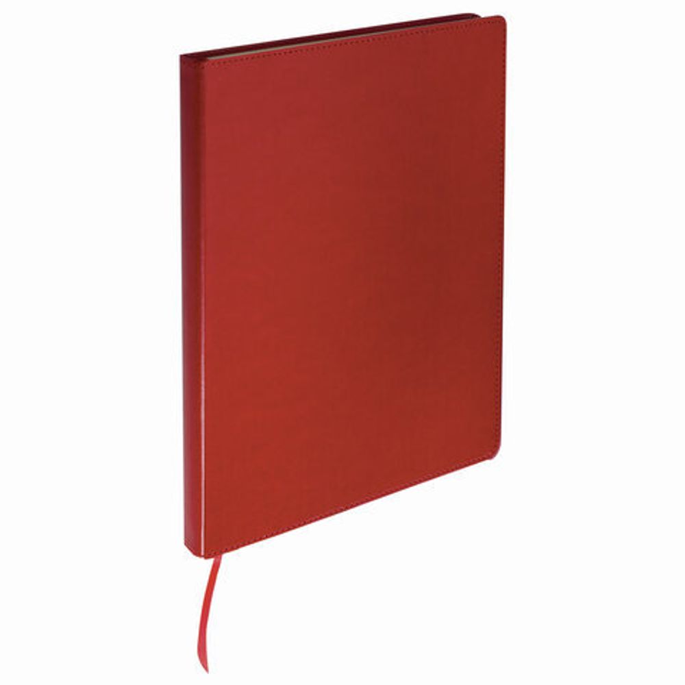 Блокнот БОЛЬШОЙ ФОРМАТ (200х252 мм) В5, BRAUBERG "Income", кожзам, 128 л., клетка, красный, 125205