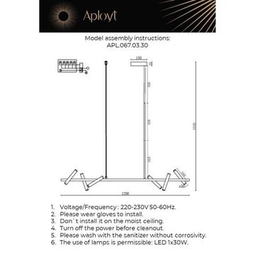 Люстра подвесная 30W 4000K APL.067.03.30 чёрный Honor Aployt