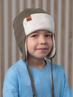 Шапка весенняя/осенняя вязаная (Серый хакки) ТОКИ велюр