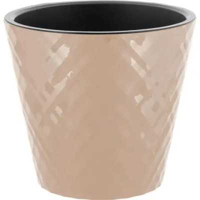 Горшок для цветов InGreen Manhattan D125мм, 1 л c дренажной вставкой, молочный шоколад