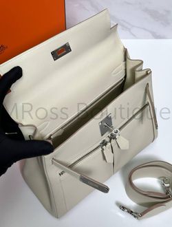 Сумка Hermes Kelly Lakis женская кожаная в светло-бежевом цвете