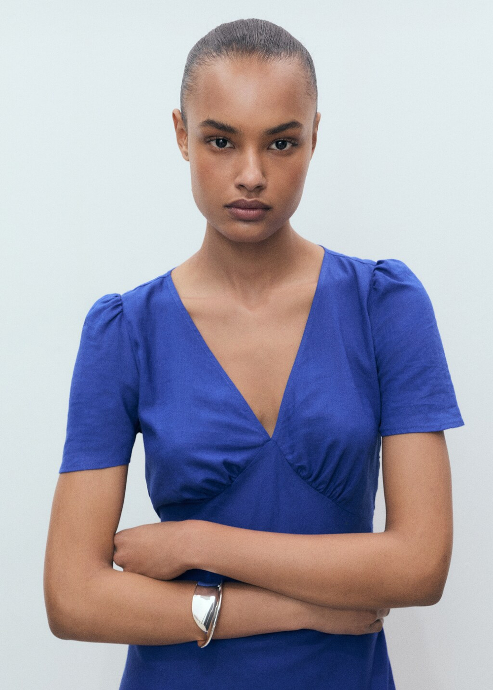 Льняное платье с цветами