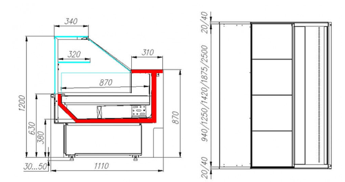 Холодильная витрина CARBOMA ВХСр-2,5 BAVARIA 2 (GC110 VV 2,5-1) динамика без боковин