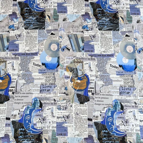 ГАЗЕТА, ПЛАСТИНКИ - 100% хлопок Handmade Fabrics 1