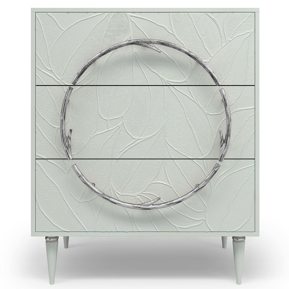 Комод Арт Колор leaves Классик Сильвер с 3 ящиками Серый дым