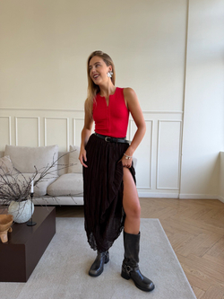 Юбка шифоновая плиссе шоколадный