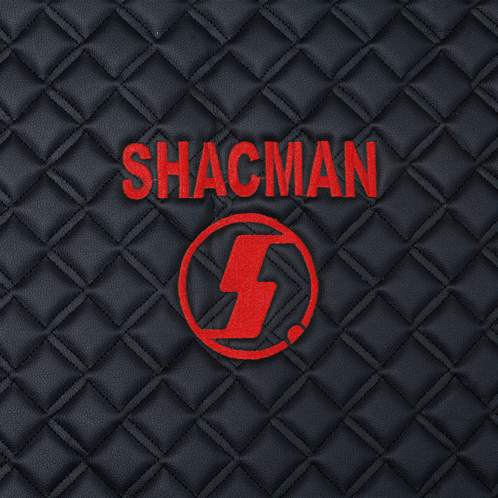 Ковры Shacman X-3000 рестайлинг (экокожа, черный, красный кант, красная вышивка)