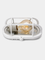 Светильник для ванной настенный влагозащищенный термостойкий Е 27. IP 54, 60 Вт с защитной сеткой. Металлпластизделие