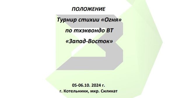 Турнир стихии «Огня» по тхэквондо ВТ «Запад-Восток»