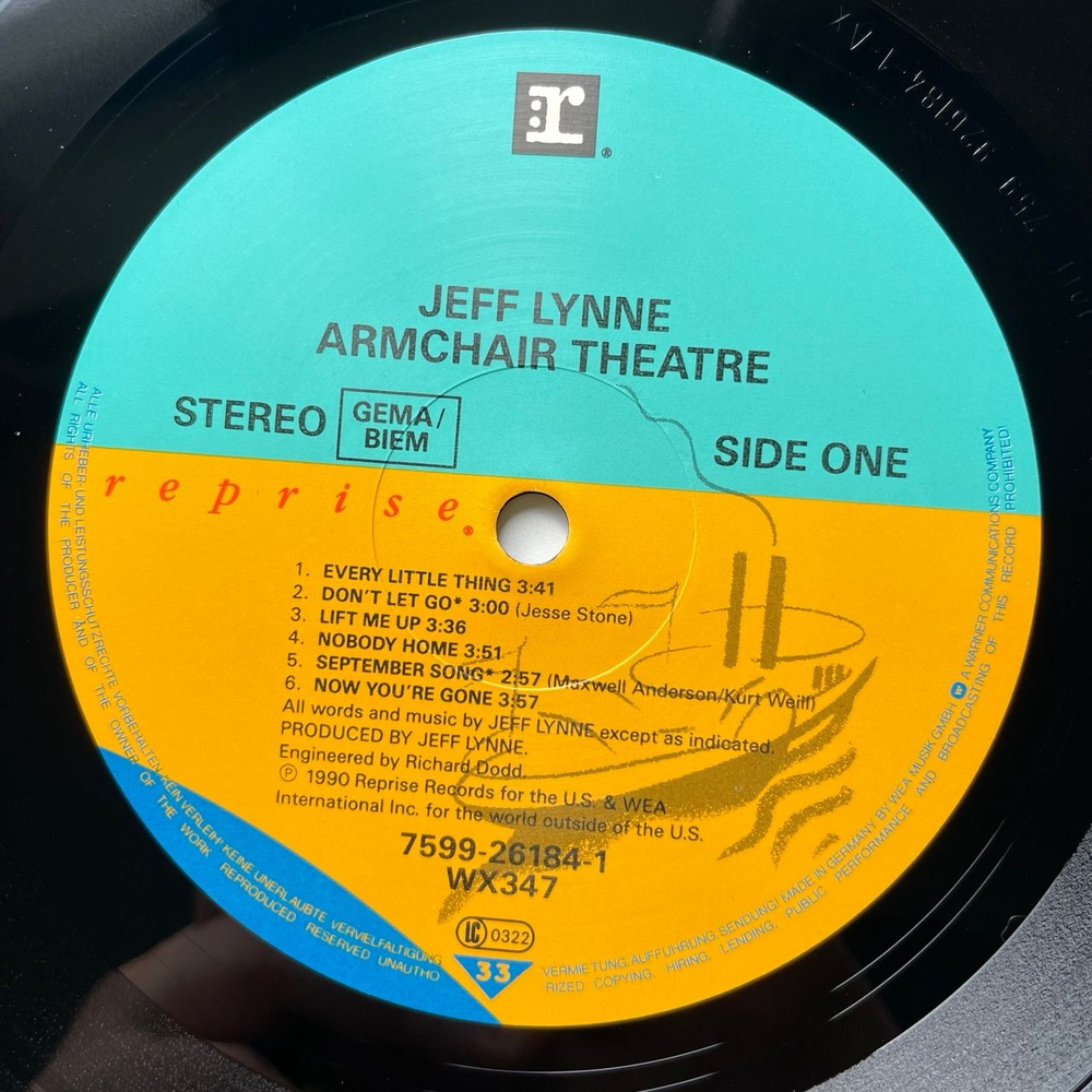 Винтажная виниловая пластинка LP Jeff Lynne Armchair Theatre (Германия 1990)
