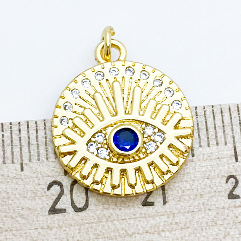 Подвеска Глаз, позолота, фианиты, размер 19*17 мм, цена за 1 шт