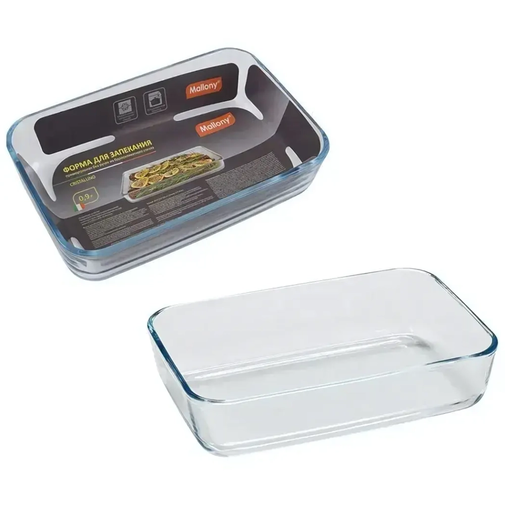 Форма для запекания CRISTALLINO, объем 0,9 л, из боросиликатного стекла, прямоугол формы,