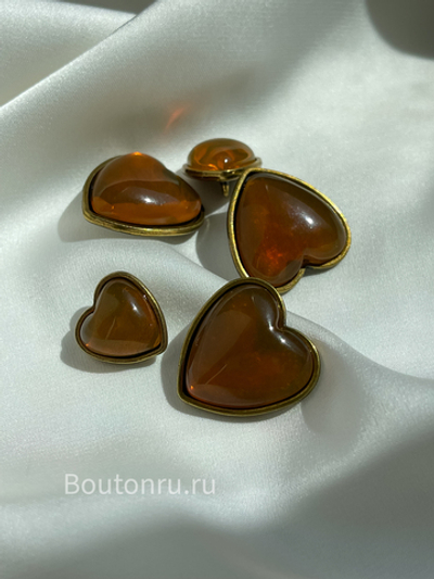 Пуговицы оранжевые сердечки