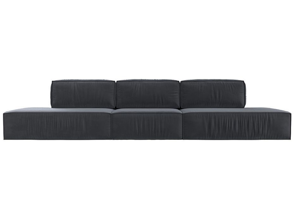 Диван прямой Прага лофт лонг, Серый, Велюр, 116665