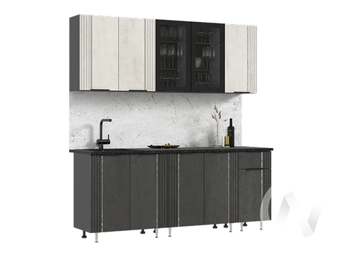 Кухня Виктория 2;0м (графит/камень светлый; камень темный/кастилло темный)