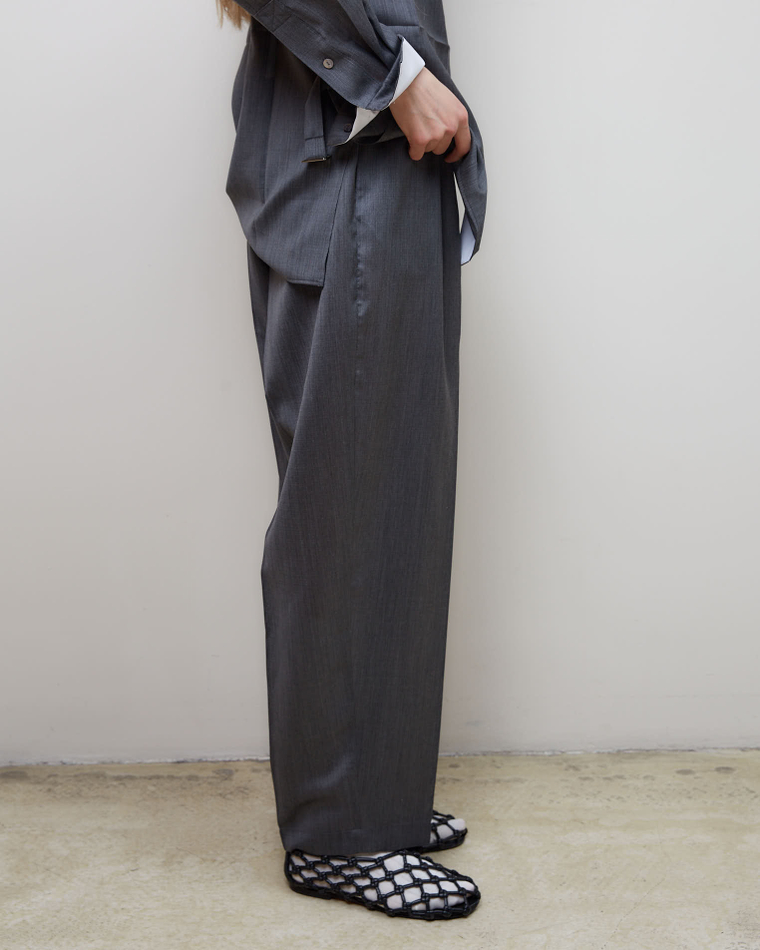 Брюки из шерсти и шелка Диор серый