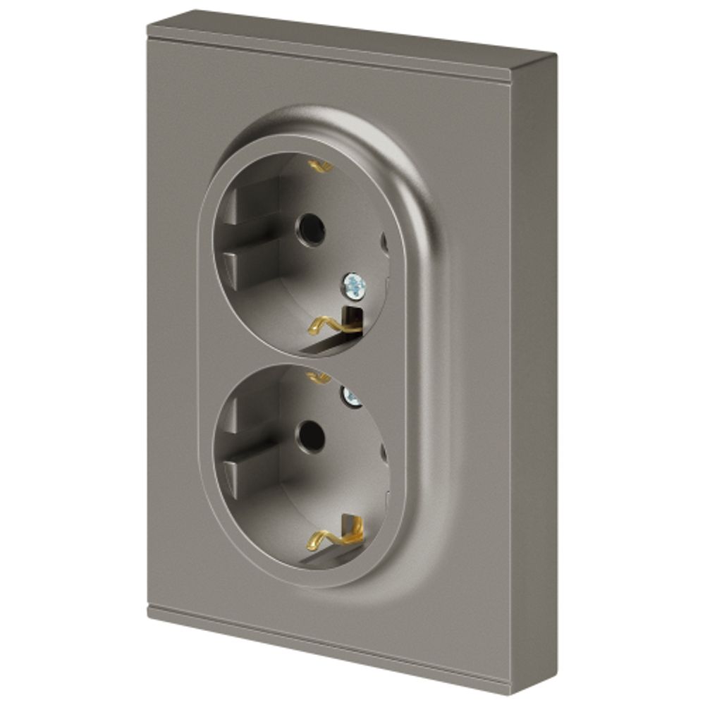 Розетка ЭРА Arktik 16-2104-07 двойная с заземлением 2X2P+E Schuko 16А-250В титан | Эра Arktik