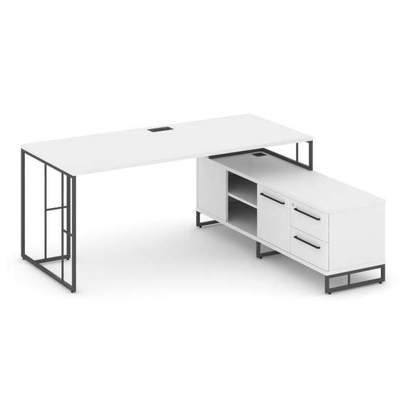 Rift Direct Стол руководителя на опорной тумбой RF.SRT-24 (R) Белый Бриллиант/Металл Антрацит/Черный