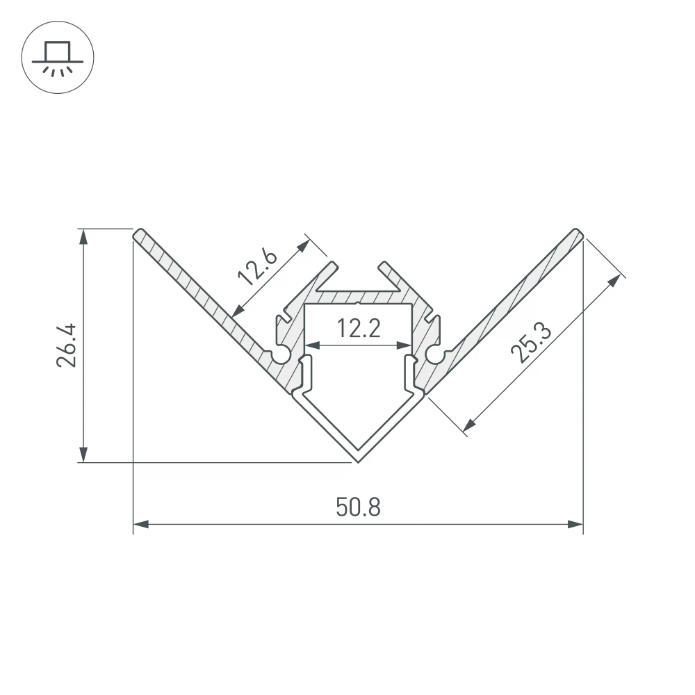 Профиль ARH-DECORE-S12-EXT-F-2000 ANOD внешний (Arlight, Алюминий) 023897