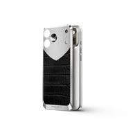 Чехол для iPhone 17 на магните - Натуральная кожа Аллигатора - Чёрный