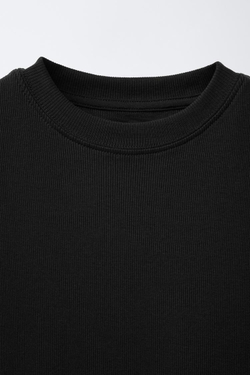 ZARA ФУТБОЛКА В РУБЧИК БЕЗ РУКАВОВ, ЧЕРНЫЙ