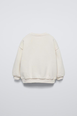 ZARA ТОЛСТОВКА С АППЛИКАЦИЯМИ «СЕРДЦЕ», ЭКРЮ