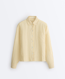 Oysho Короткая рубашка из 100%-го льна, желтый