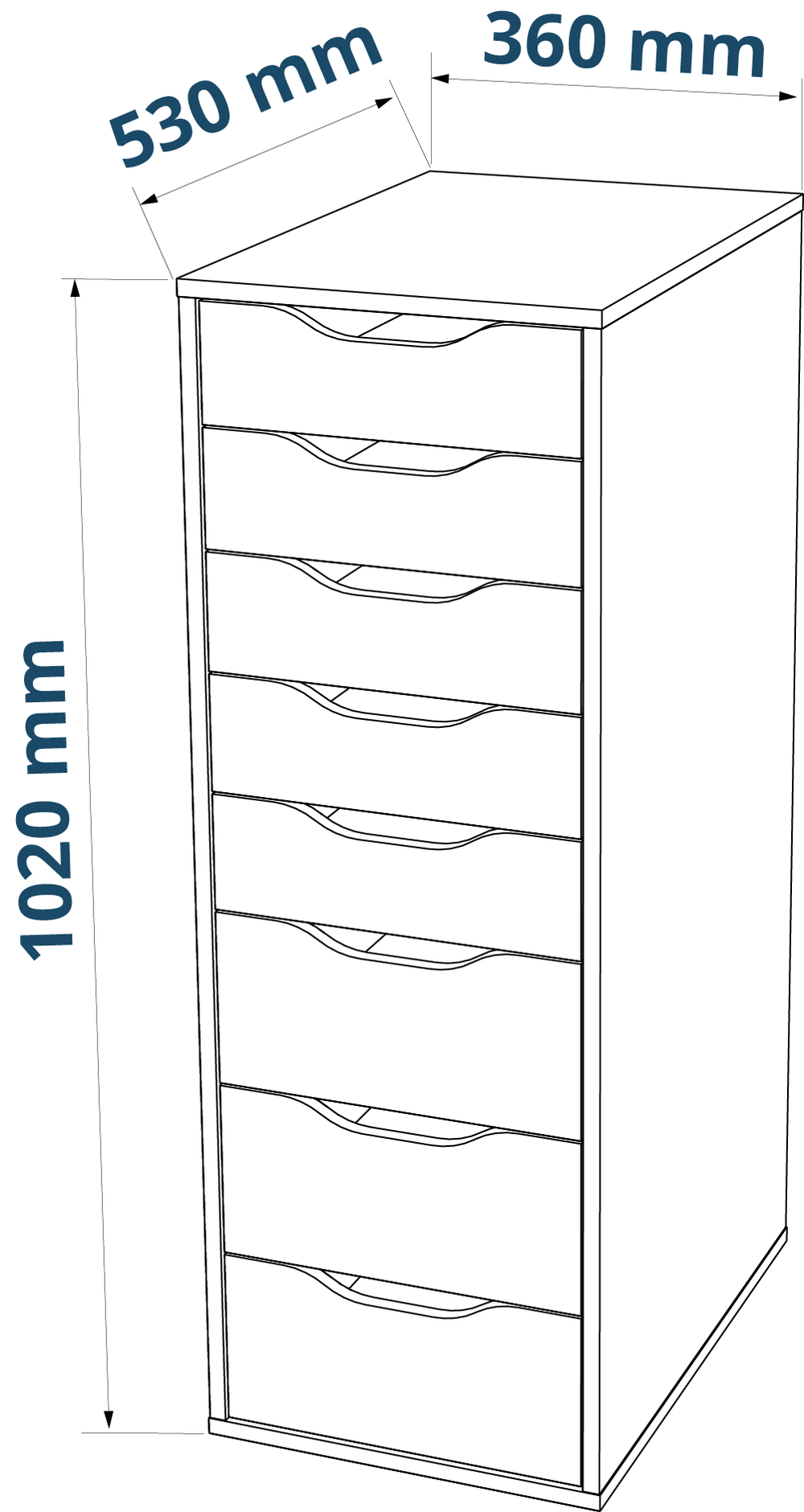 Комод Ингар 8 36x102x53, тёмно-бирюзовый