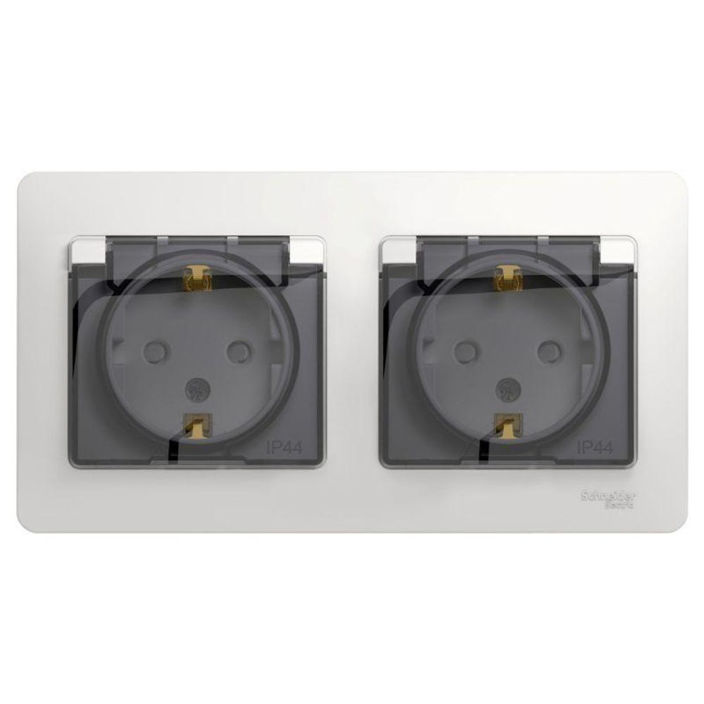 Розетка 2-м СП 2мод. Glossa 16А IP44 с заземл. защ. шторки в сборе бел. SE GSL000147 Розетка 2-м СП 2мод. Glossa 16А IP44 с заземл. защ. шторки в сборе бел. SE GSL000147