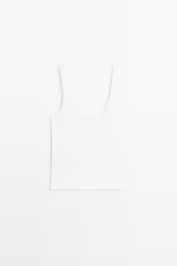 Massimo Dutti Топ на бретелях из хлопка, белый