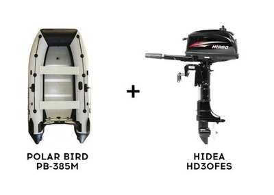 Лодка ПВХ POLAR BIRD PB-385M New Merlin (Кречет) + 2х-тактный лодочный мотор HIDEA HD30FES